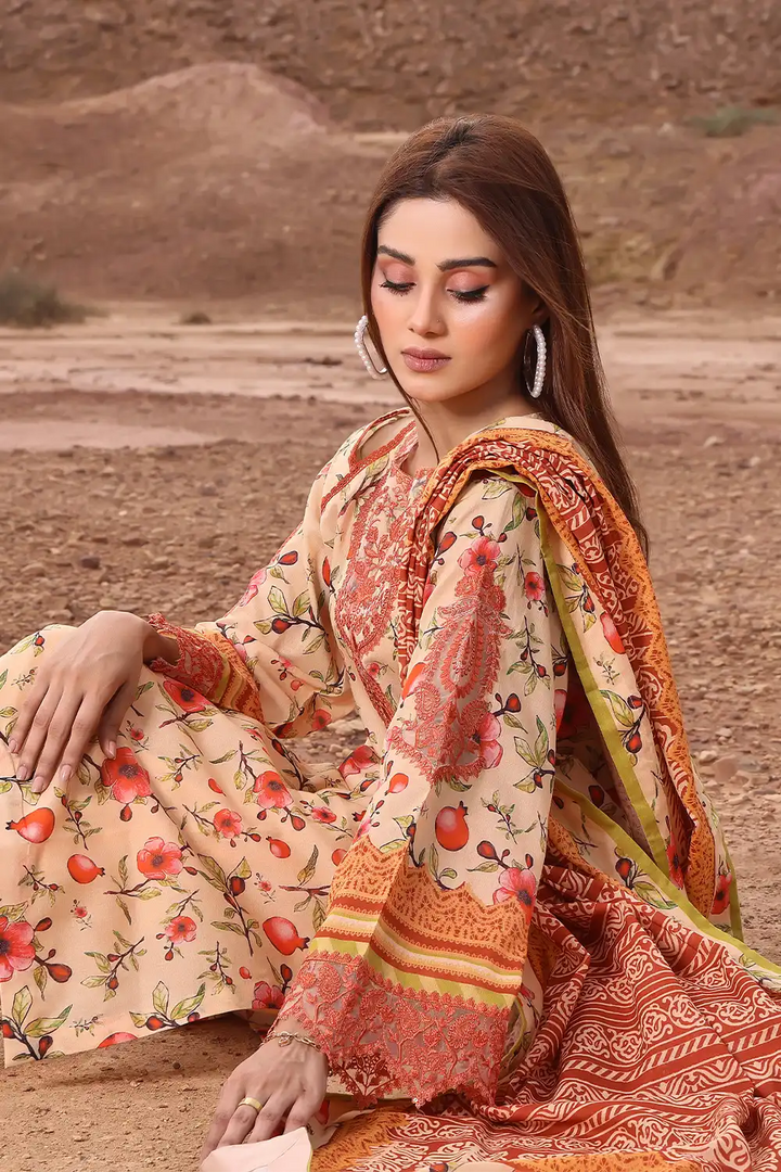 3PC Embroidered Unstitched Lawn Suit KL-2439 Embroidered KHAS STORES 