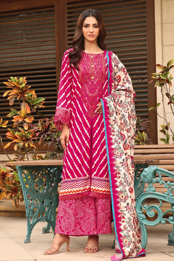 3PC Embroidered Unstitched Lawn Suit KL-2440 Embroidered KHAS STORES 