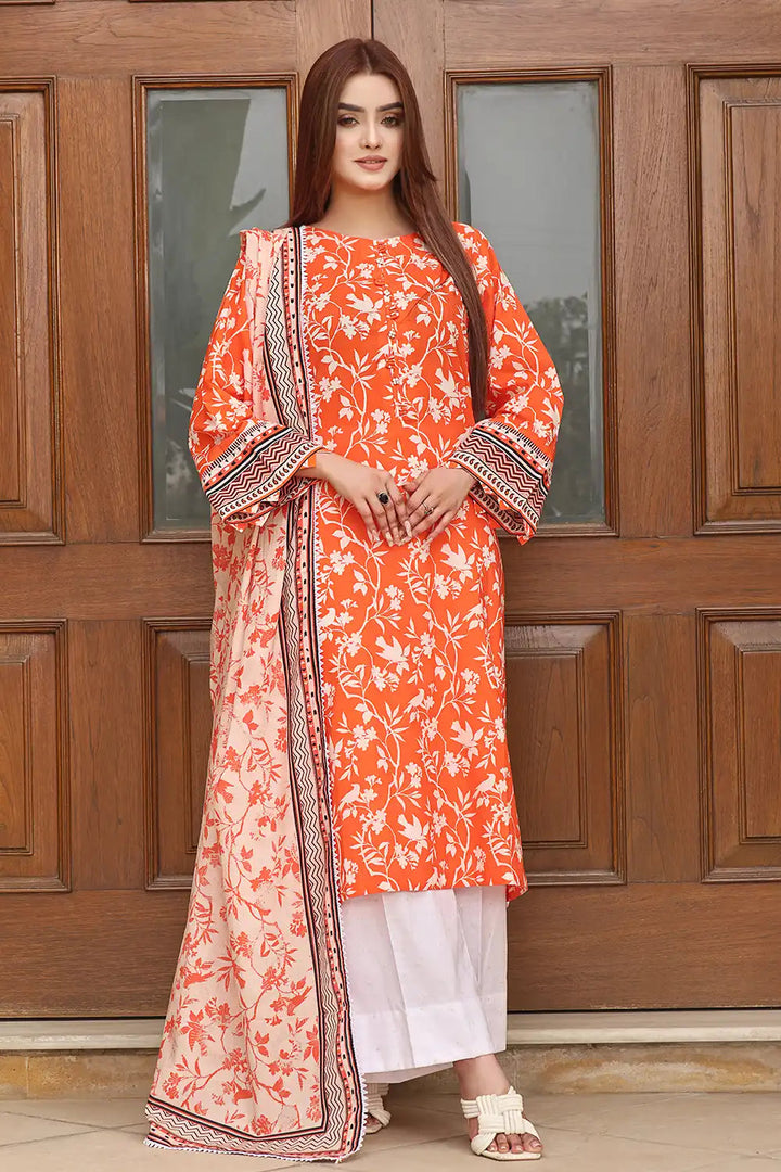 3PC Embroidered Unstitched Lawn Suit KL-2442 Embroidered KHAS STORES 