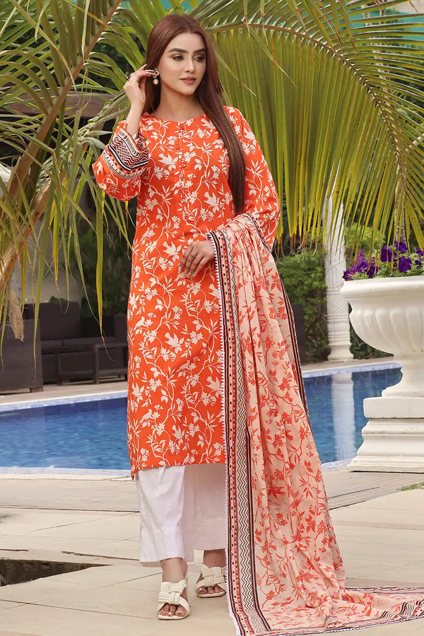 3PC Embroidered Unstitched Lawn Suit KL-2442 Embroidered KHAS STORES 