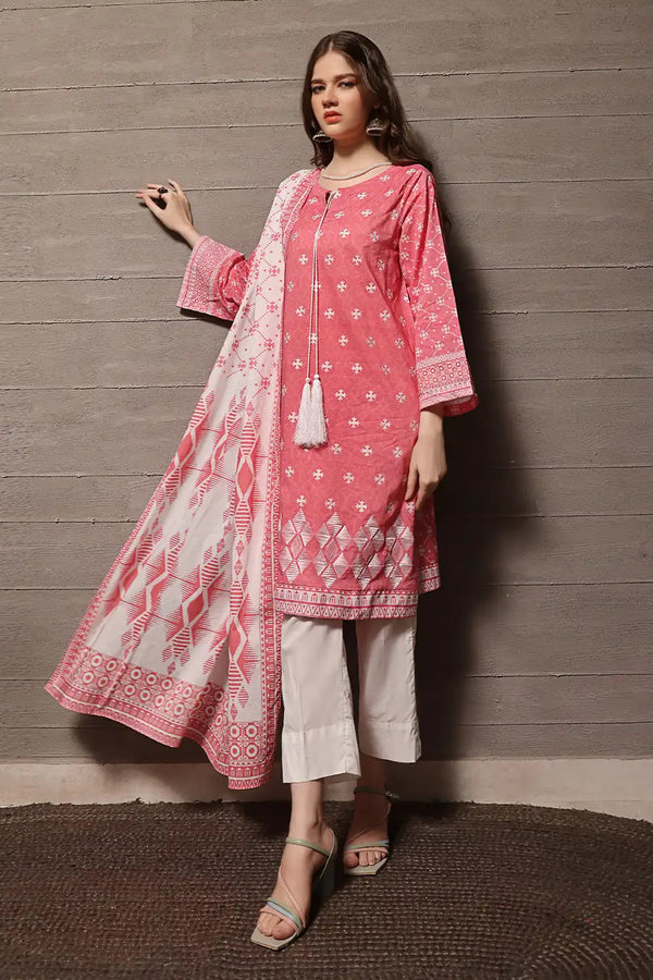 3PC Embroidered Unstitched Lawn Suit KL-2560 Embroidered KHAS STORES 