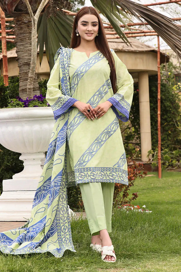 3PC Embroidered Unstitched Lawn Suit KL-2561 Embroidered KHAS STORES 