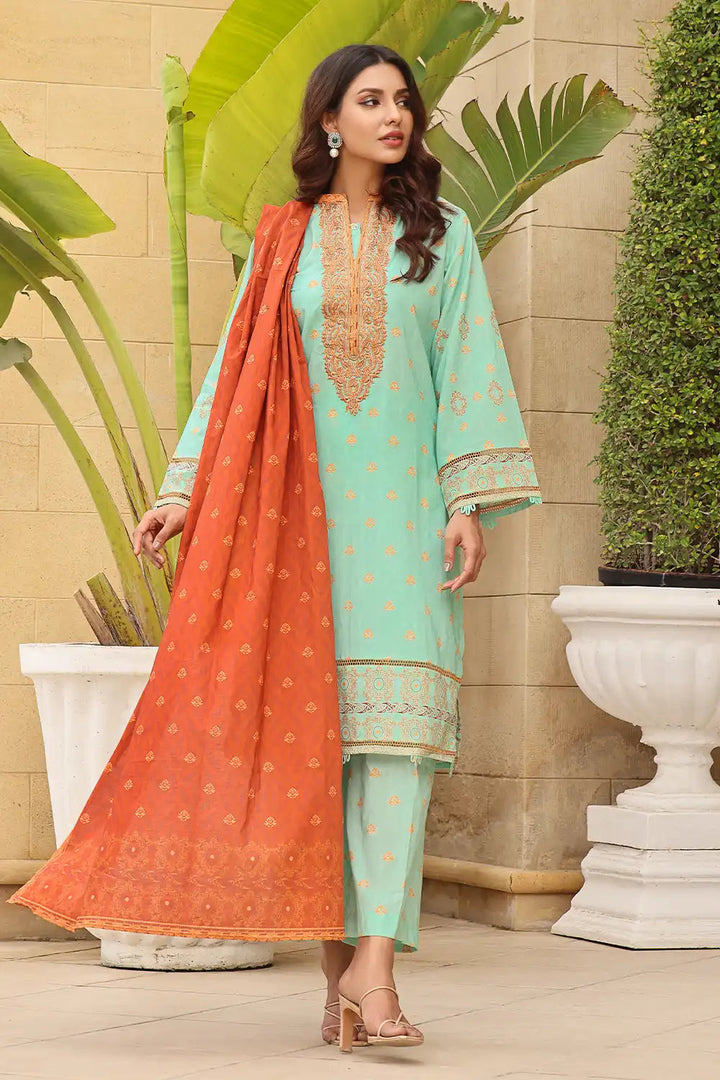 3PC Embroidered Unstitched Lawn Suit KL-2567 Embroidered KHAS STORES 
