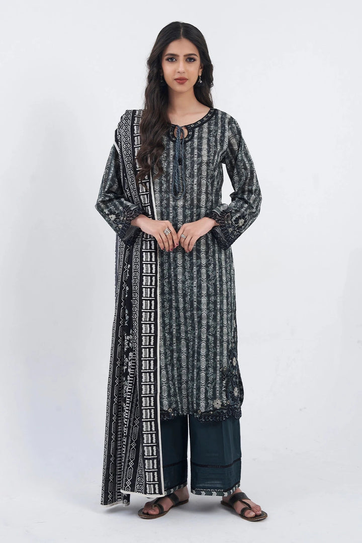 3PC Embroidered Unstitched Lawn Suit KL-3186 Embroidered KHAS STORES 