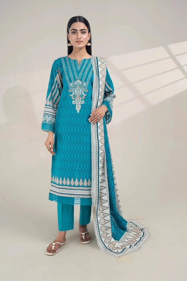 3PC Embroidered Unstitched Lawn Suit KL-3322 Embroidered KHAS STORES 