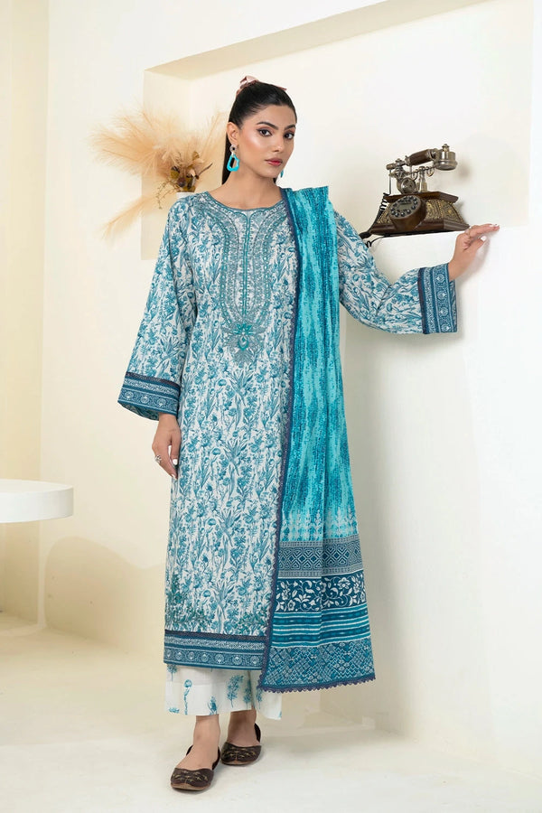 3PC Embroidered Unstitched Lawn Suit KL-3332 Embroidered KHAS STORES 