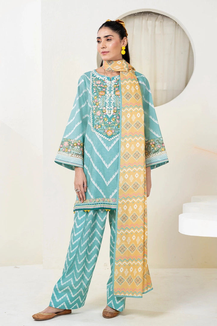 3PC Embroidered Unstitched Lawn Suit KL-3425 Embroidered KHAS STORES 