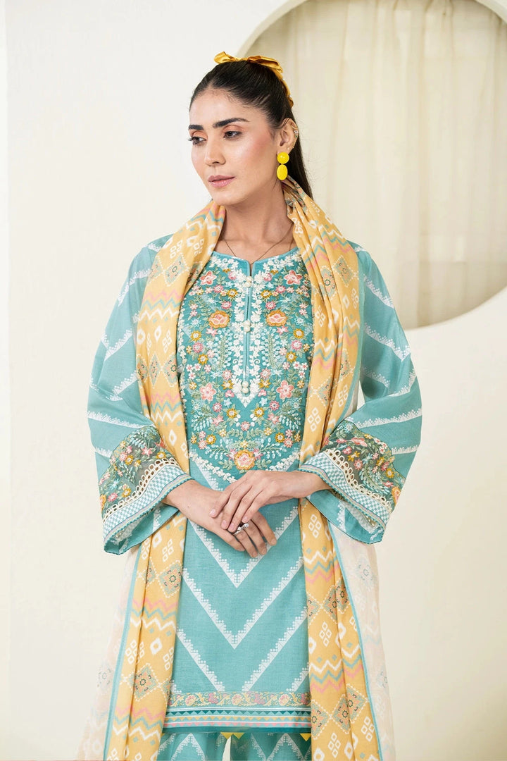 3PC Embroidered Unstitched Lawn Suit KL-3425 Embroidered KHAS STORES 