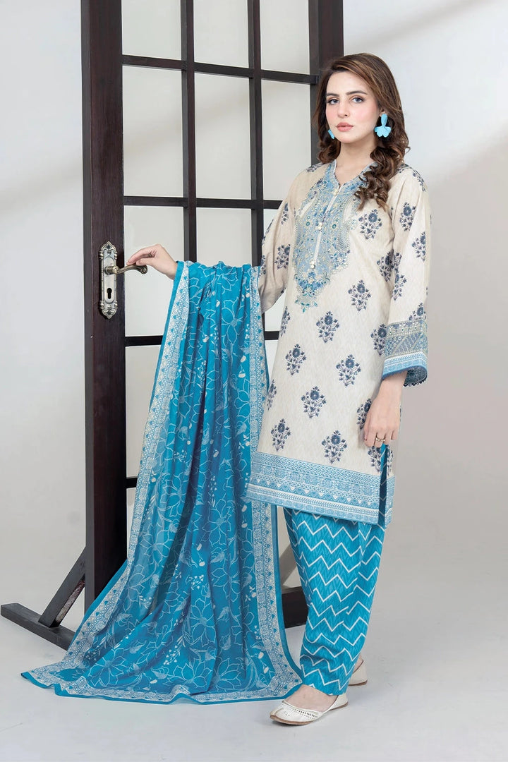 3PC Embroidered Unstitched Lawn Suit KL-3431 Embroidered KHAS STORES 