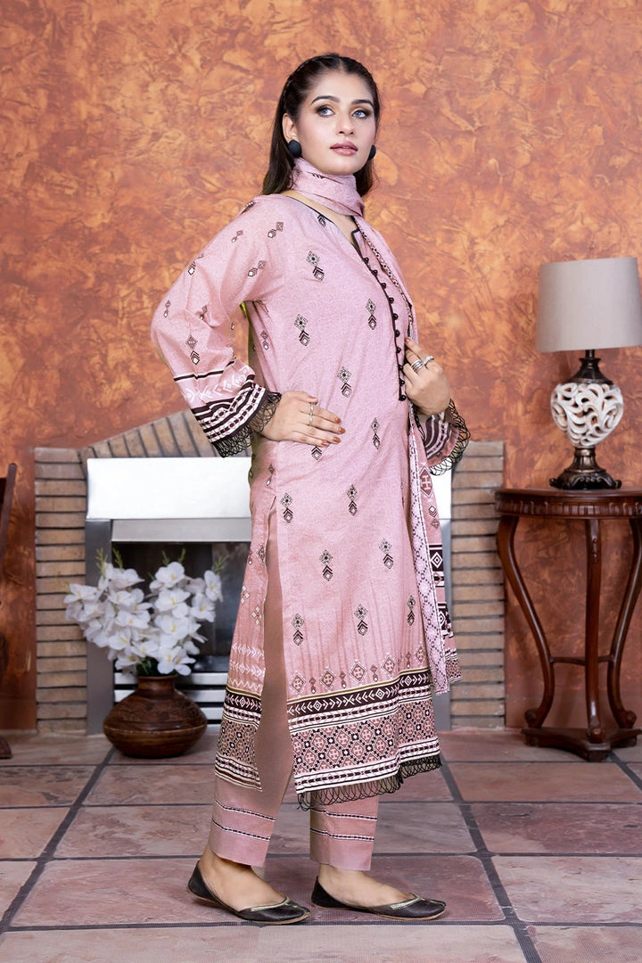 3PC Embroidered Unstitched Lawn Suit KL-3495 Embroidered KHAS STORES 
