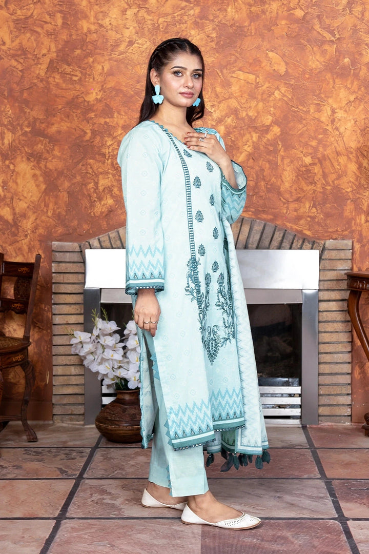 3PC Embroidered Unstitched Lawn Suit KL-3496 Embroidered KHAS STORES 