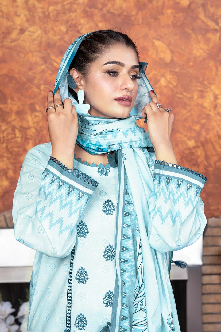 3PC Embroidered Unstitched Lawn Suit KL-3496 Embroidered KHAS STORES 