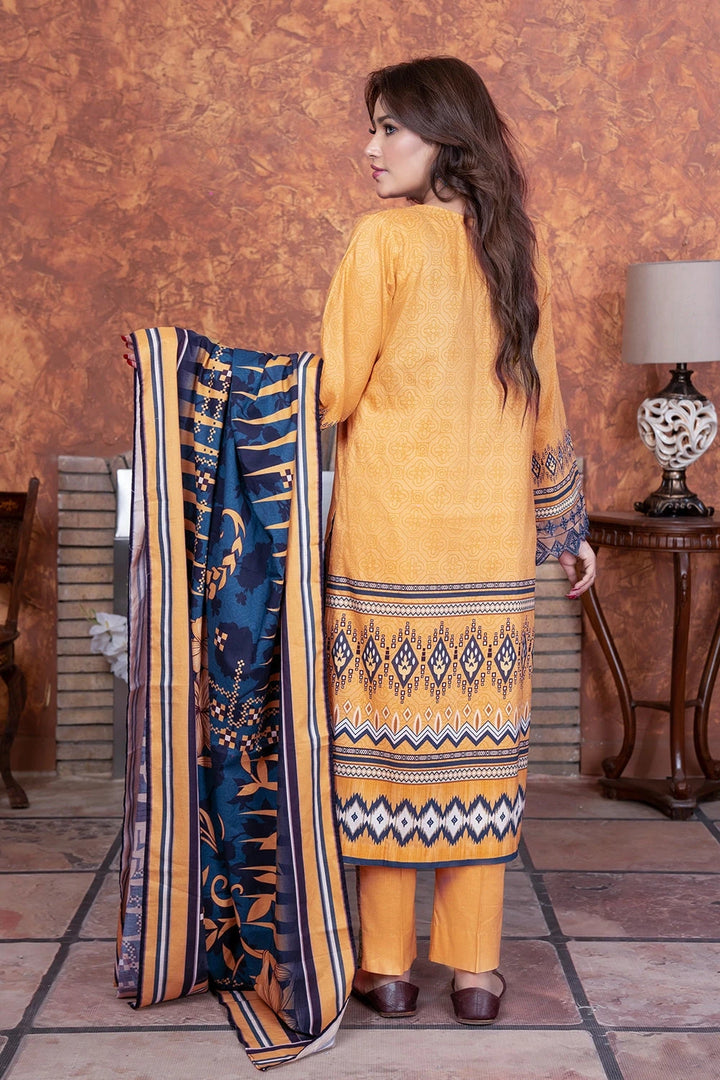 3PC Embroidered Unstitched Lawn Suit KL-3498 Embroidered KHAS STORES 