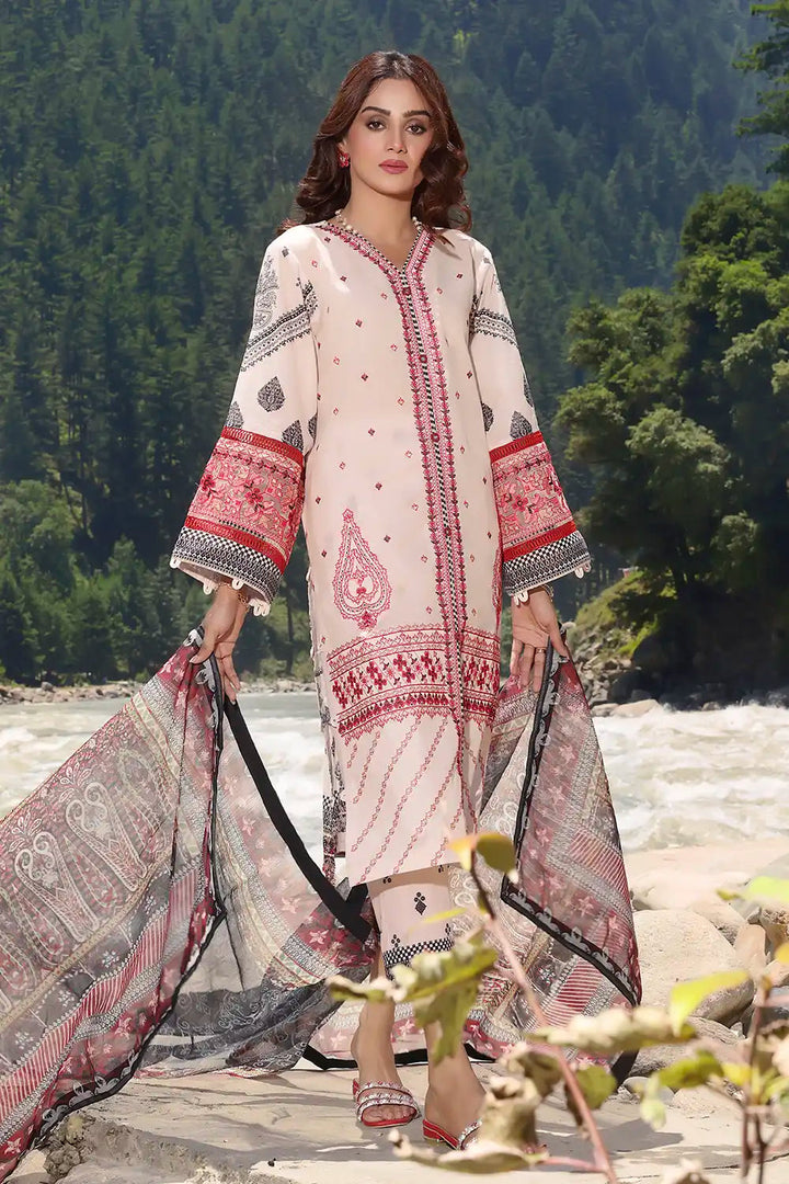 3PC Embroidered Unstitched Lawn Suit KOE-2166 Embroidered KHAS STORES 