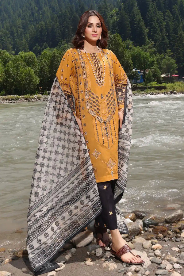 3PC Embroidered Unstitched Lawn Suit KOE-2167 Embroidered KHAS STORES 