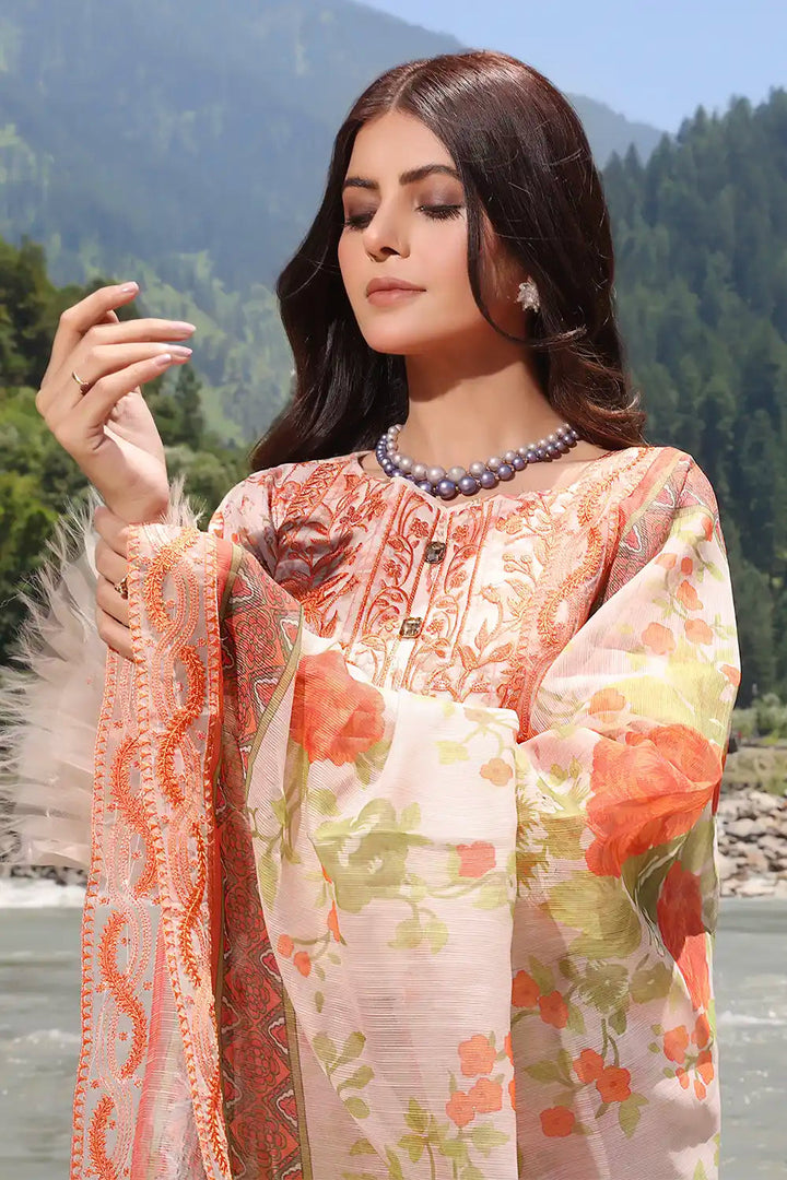 3PC Embroidered Unstitched Lawn Suit KOE-2168 Embroidered KHAS STORES 