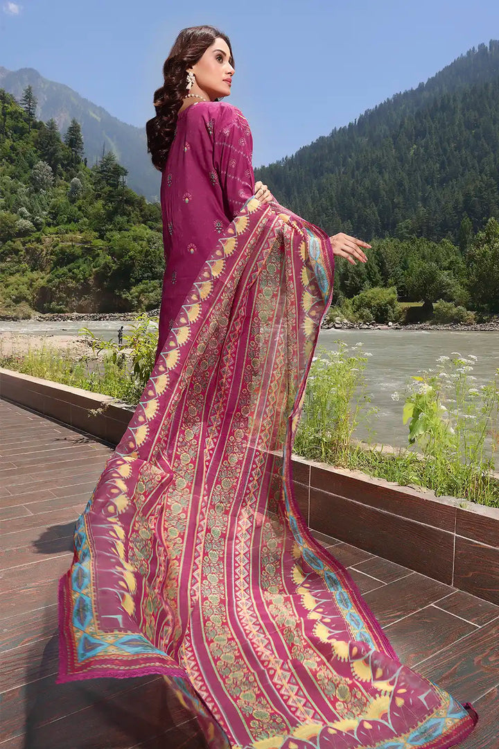 3PC Embroidered Unstitched Lawn Suit KOE-2170 Embroidered KHAS STORES 
