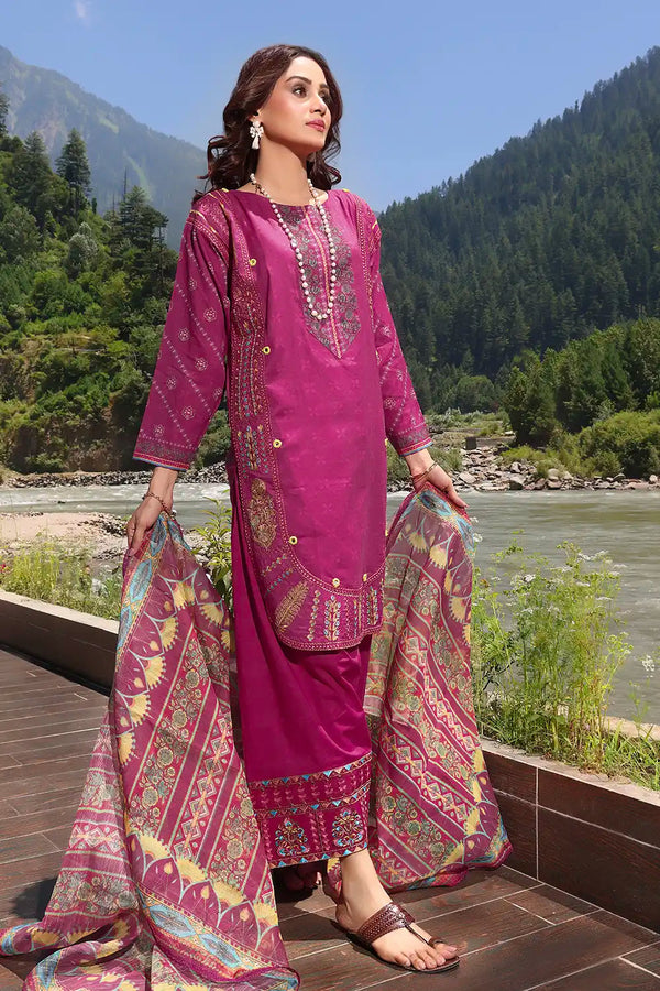 3PC Embroidered Unstitched Lawn Suit KOE-2170 Embroidered KHAS STORES 