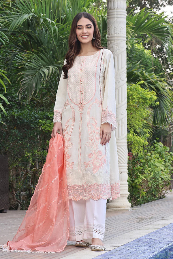 3PC Embroidered Unstitched Lawn Suit KOE-2571 Embroidered KHAS STORES 