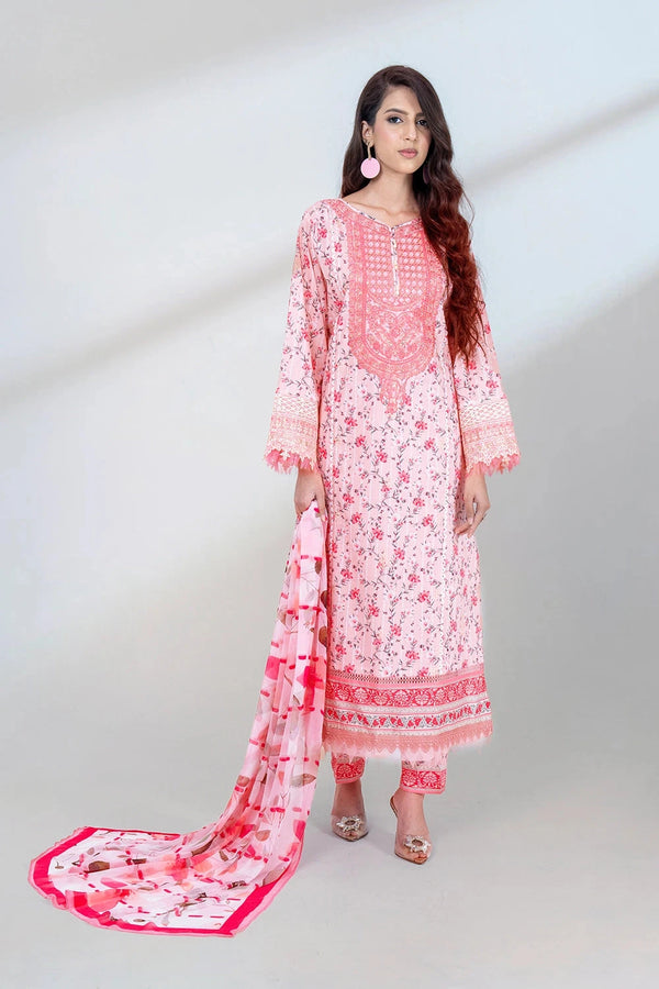 3PC Embroidered Unstitched Lawn Suit KSC-3434 Embroidered KHAS STORES 