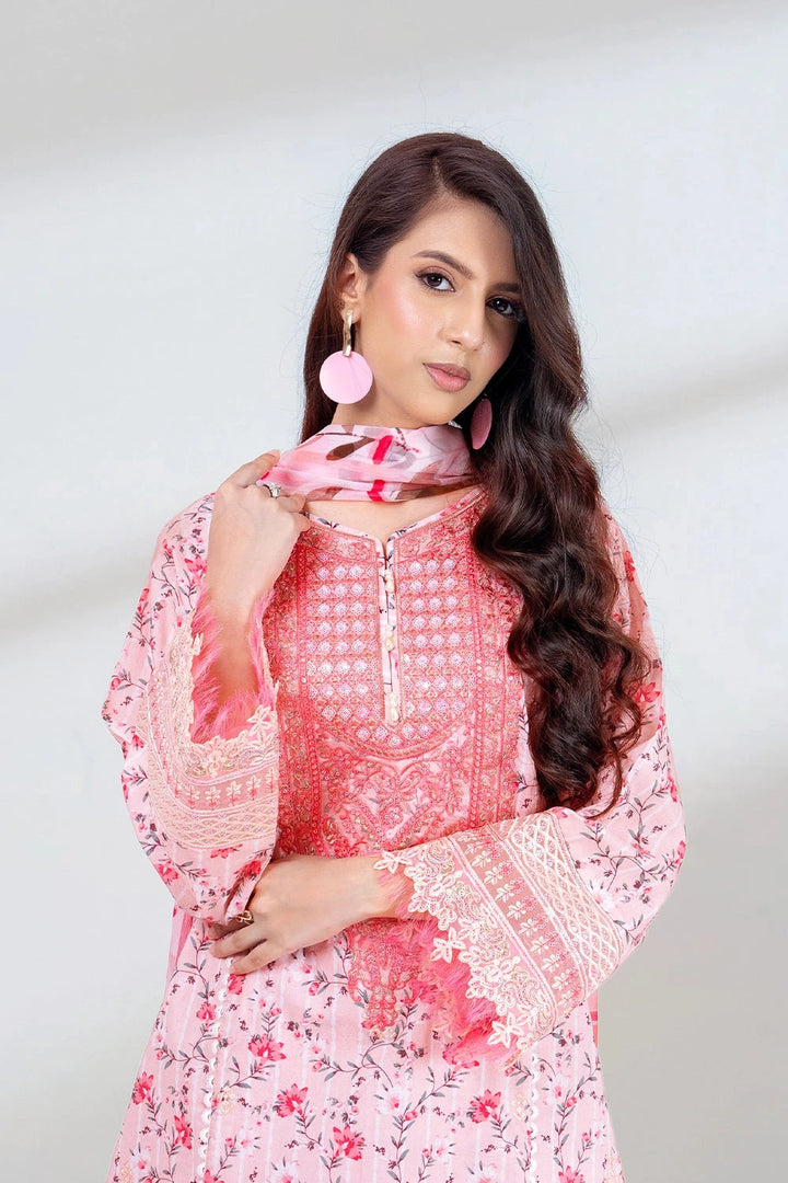 3PC Embroidered Unstitched Lawn Suit KSC-3434 Embroidered KHAS STORES 