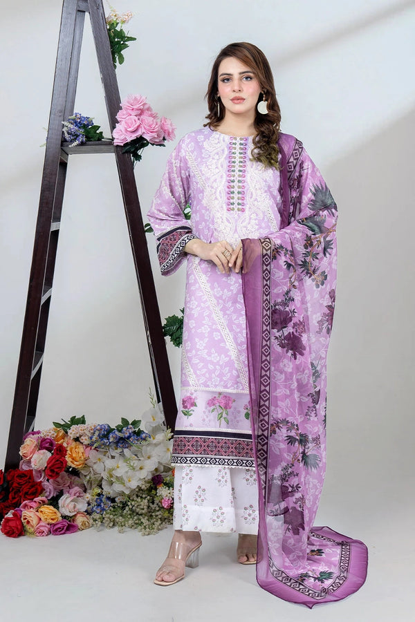3PC Embroidered Unstitched Lawn Suit KSC-3435 Embroidered KHAS STORES 