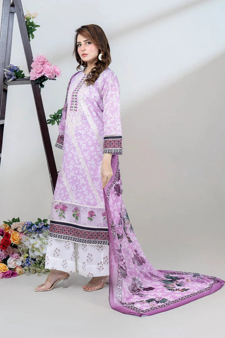 3PC Embroidered Unstitched Lawn Suit KSC-3435 Embroidered KHAS STORES 