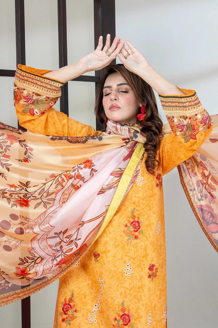 3PC Embroidered Unstitched Lawn Suit KSC-3441 Embroidered KHAS STORES 
