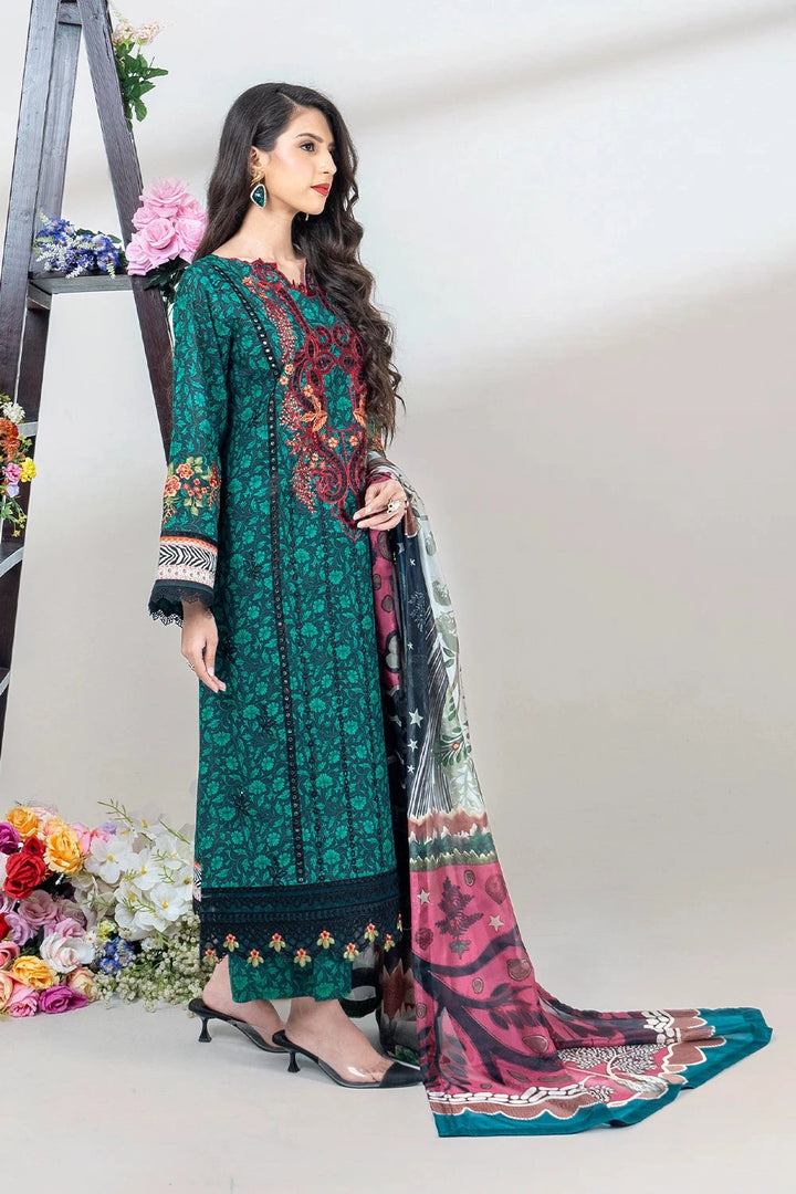 3PC Embroidered Unstitched Lawn Suit KSC-3442 Embroidered KHAS STORES 