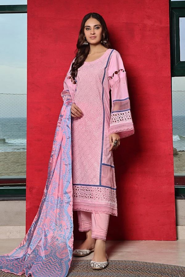3PC Embroidered Unstitched Lawn Suit KSE-2444 Embroidered KHAS STORES 