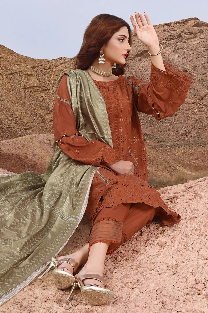 3PC Embroidered Unstitched Lawn Suit KSE-2445 Embroidered KHAS STORES 