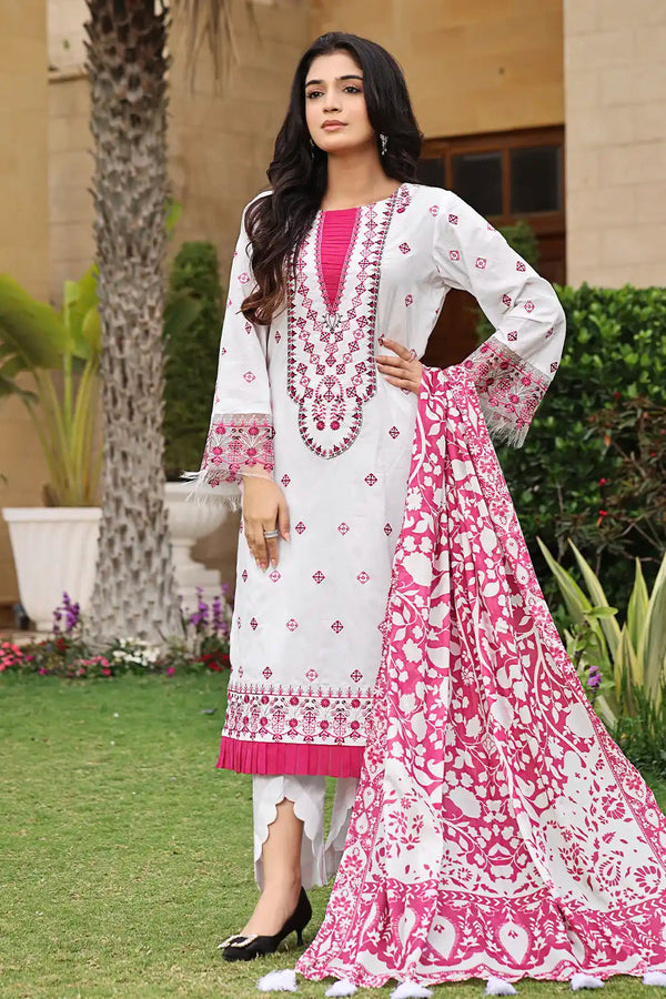3PC Embroidered Unstitched Lawn Suit KSE-2448 Embroidered KHAS STORES 