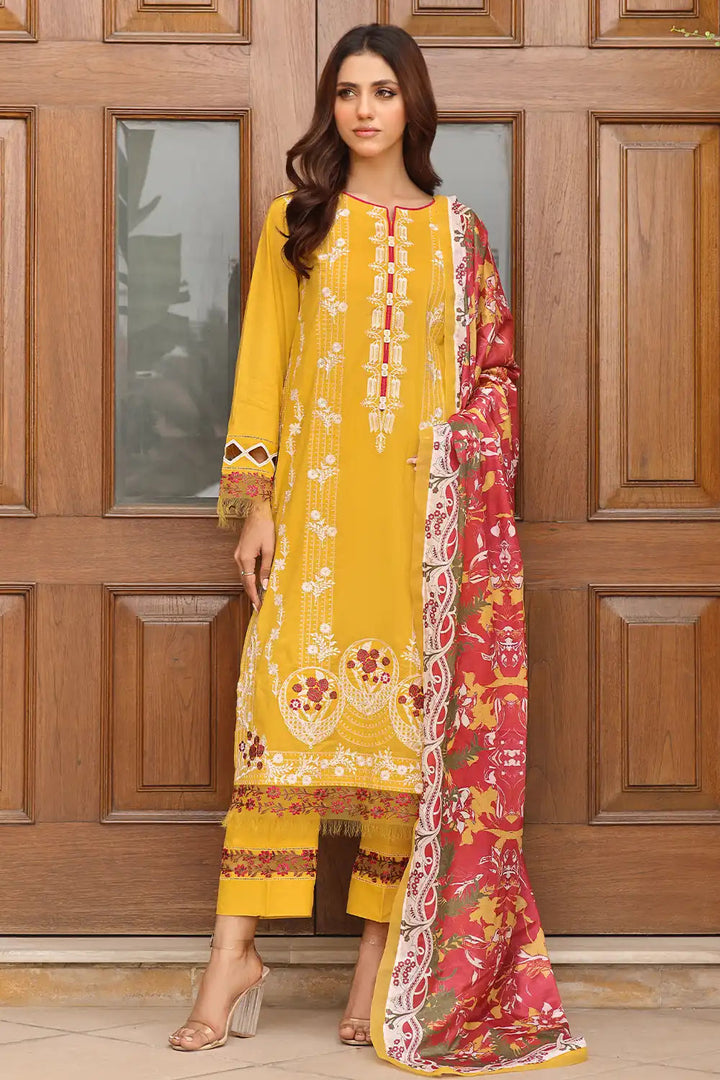 3PC Embroidered Unstitched Lawn Suit KSE-2450 Embroidered KHAS STORES 