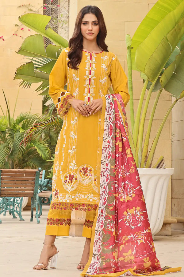 3PC Embroidered Unstitched Lawn Suit KSE-2450 Embroidered KHAS STORES 