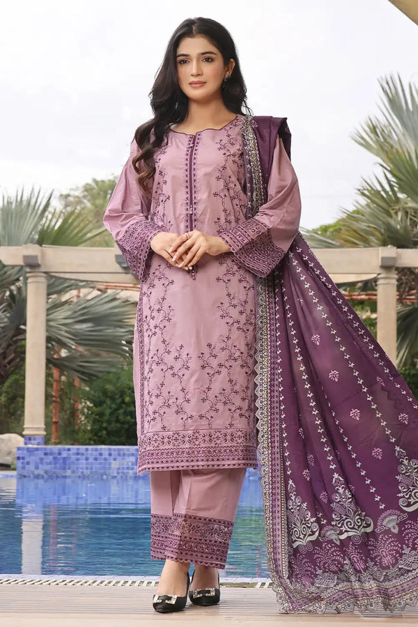 3PC Embroidered Unstitched Lawn Suit KSE-2453 Embroidered KHAS STORES 