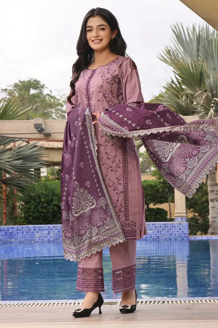 3PC Embroidered Unstitched Lawn Suit KSE-2453 Embroidered KHAS STORES 