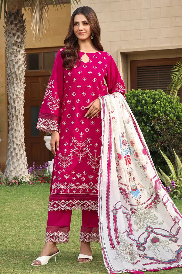 3PC Embroidered Unstitched Lawn Suit KSE-2454 Embroidered KHAS STORES 