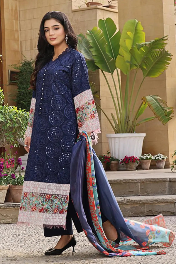 3PC Embroidered Unstitched Lawn Suit KSE-2455 Embroidered KHAS STORES 