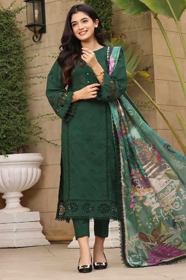 3PC Embroidered Unstitched Lawn Suit KSE-2458 Embroidered KHAS STORES 