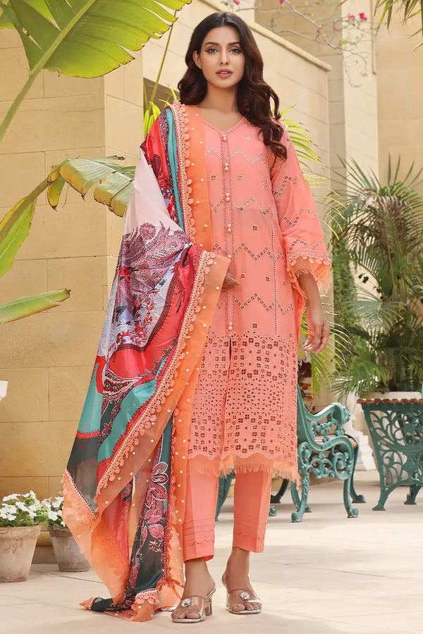 3PC Embroidered Unstitched Lawn Suit KSE-2460 Embroidered KHAS STORES 