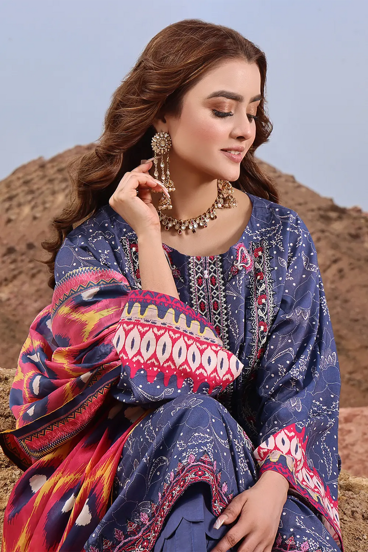 3PC Embroidered Unstitched Lawn Suit KSE-2464 Embroidered KHAS STORES 