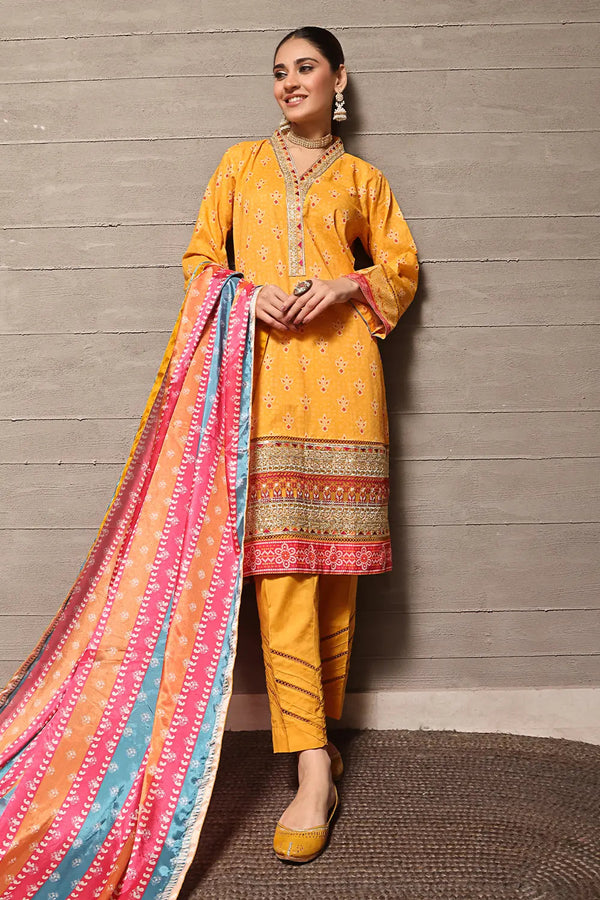 3PC Embroidered Unstitched Lawn Suit KSE-2465 Embroidered KHAS STORES 