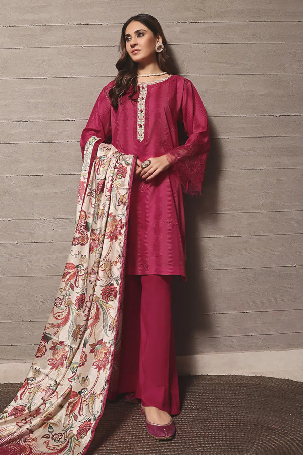 3PC Embroidered Unstitched Lawn Suit KSE-2466 Embroidered KHAS STORES 