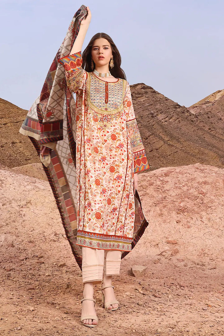 3PC Embroidered Unstitched Lawn Suit KSE-2472 Embroidered KHAS STORES 