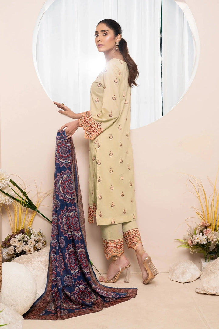 3PC Embroidered Unstitched Lawn Suit KSE-3395 Embroidered KHAS STORES 