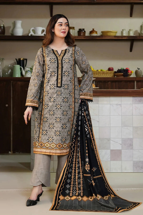 3PC Printed Unstitched Khaddar Suit KKH-3556 Printed KHAS STORES 