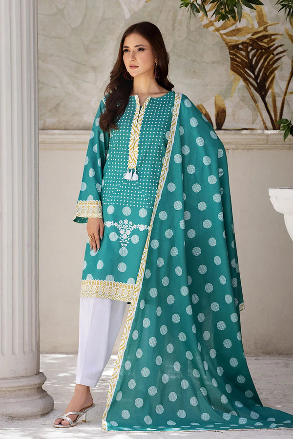 3PC Printed Unstitched Lawn Suit KLA-2685 Printed KHAS STORES 