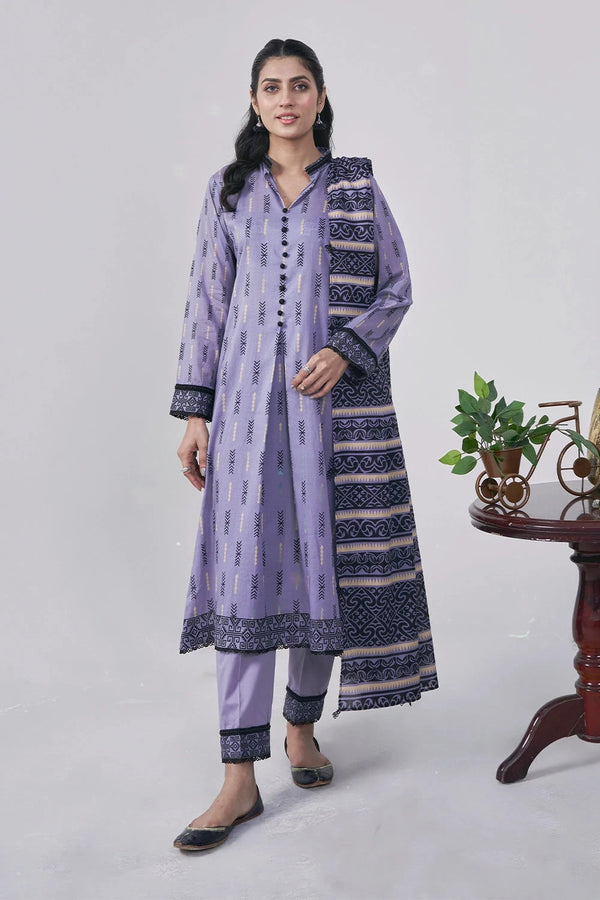 3PC Printed Unstitched Lawn Suit KLA-3046 Printed KHAS STORES 