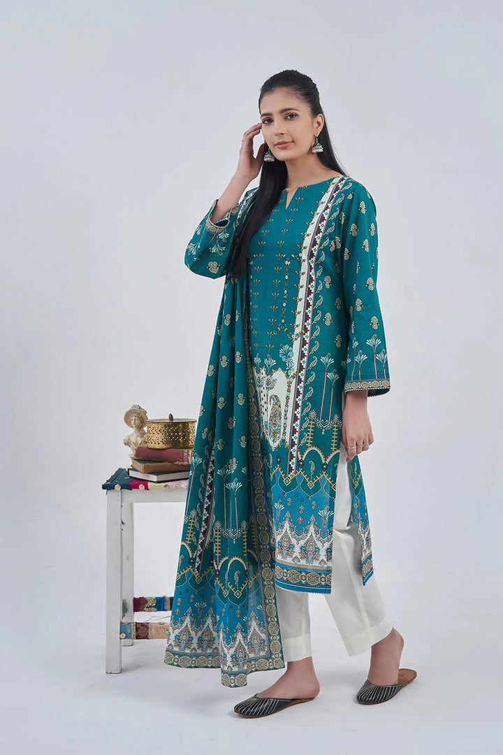 3PC Printed Unstitched Lawn Suit KLA-3092 Printed KHAS STORES 