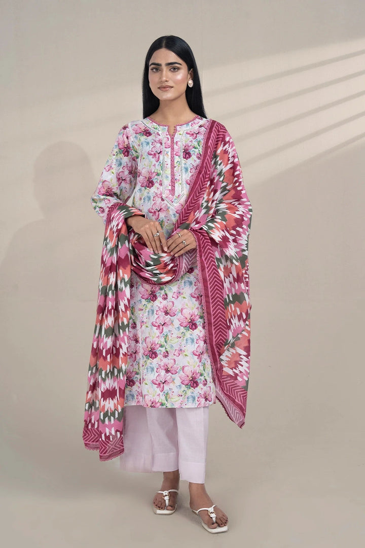 3PC Printed Unstitched Lawn Suit KLA-3262 Printed KHAS STORES 